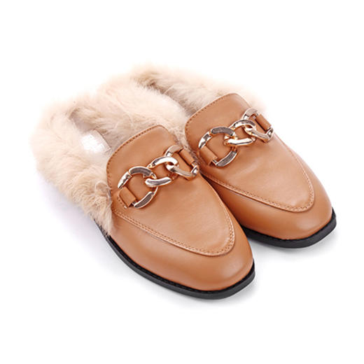 西村名物2019冬新款女士内里加绒毛毛女拖鞋X20CM16041 商品图5