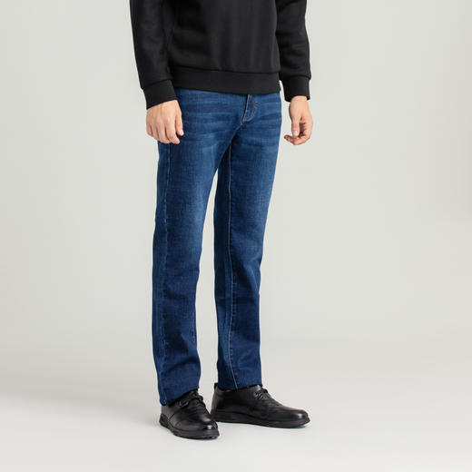 半身缘男裤 秋季大牛兰色微弹稳重牛仔裤204101m10101319