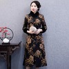 WXG-DY698新款中国风优雅气质立领长款真丝印花夹棉旗袍外套 商品缩略图0