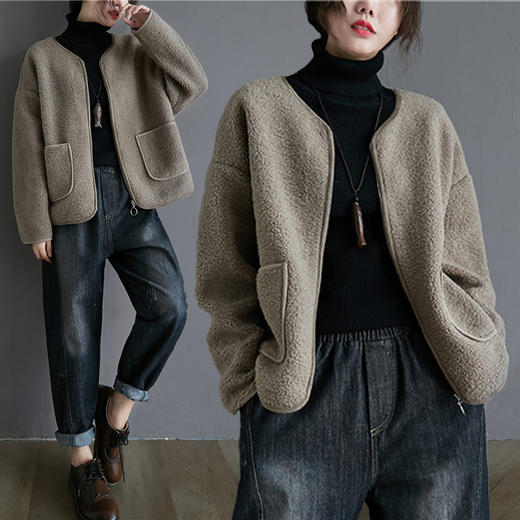 裁缝学苑 AG107拉链开衫外套纸样女装服装打版样板皮毛一体裁剪图 商品图0