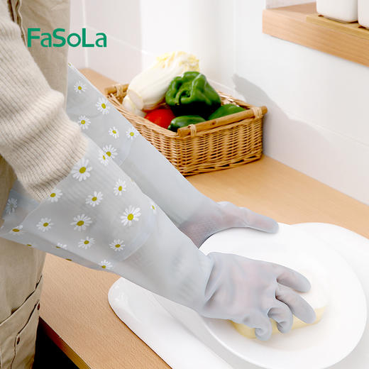 FaSoLa洗碗手套女厨房耐用型家用防水洗衣服刷碗家务手套 商品图6