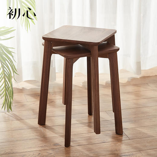 初心| 黑胡桃木方形凳子餐凳