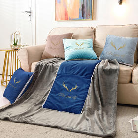 车小茶汽车抱枕被两用三合一办公室午睡车载多功能抱枕毯子