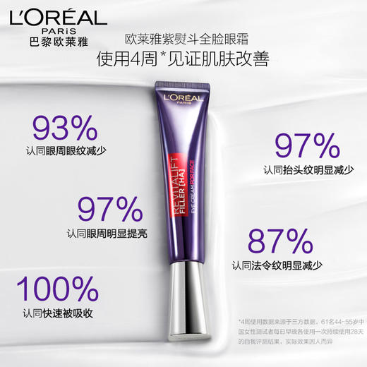 欧莱雅紫熨斗眼霜 | 玻尿酸淡化干纹 淡化黑眼圈眼袋30ml 商品图1