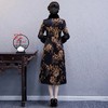 WXG-DY698新款中国风优雅气质立领长款真丝印花夹棉旗袍外套 商品缩略图4