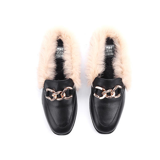 西村名物2019冬新款女士内里加绒毛毛女拖鞋X20CM16041 商品图2