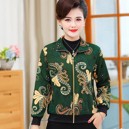 QR-D068中老年女装外套加绒妈妈装秋冬季保暖上衣大码宽松奶奶夹克衫 商品图1