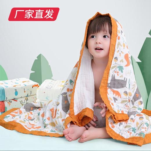 【UOVO】6层纱布宽边浴巾 110*110/条（图案随机）（厂家直发）   商品图0