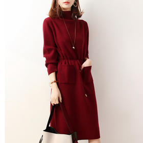 裁缝学苑 AG104 秋冬连衣裙纸样 女装服装高领收腰裙子样板裁剪图