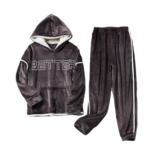 舒棉绒法兰绒男女情侣款休闲家居服珊瑚绒睡衣套装秋冬加厚保暖 商品图4