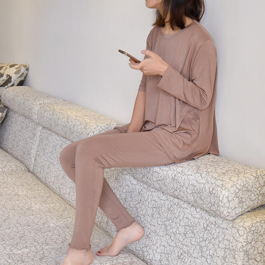 莫代尔睡衣女春秋宽松长裤长袖套装舒适透气弹力家居服 商品图3