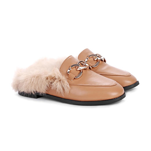 西村名物2019冬新款女士内里加绒毛毛女拖鞋X20CM16041 商品图0