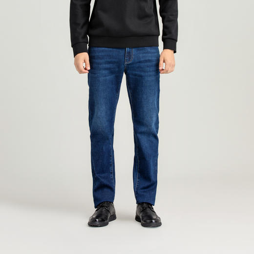 半身缘男裤 秋季大牛兰色微弹稳重牛仔裤204101m10101319