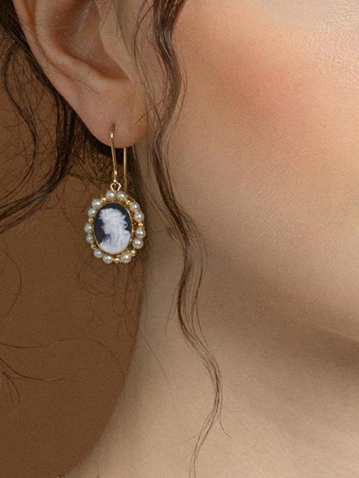 订购6周到｜Vintouch-Lovelies-黑色美人像 环绕珍珠 浮雕 耳环［意大利设计师］ 商品图0