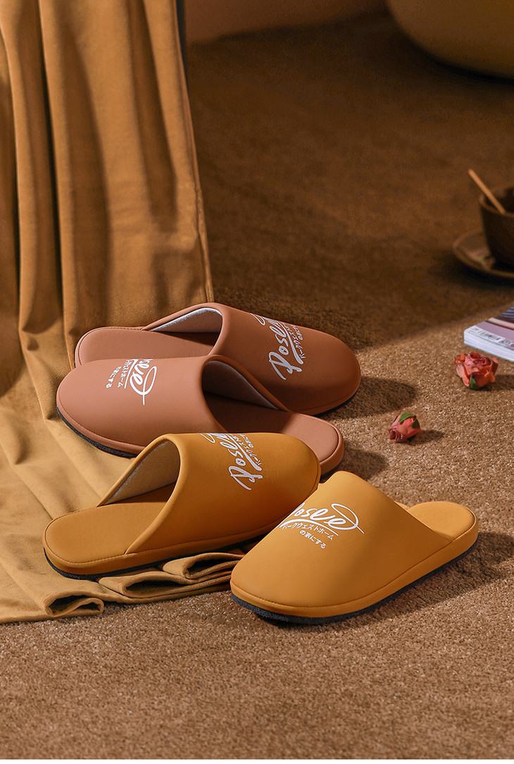 朴西夜光拖鞋室内保暖静音防滑居家字母平底棉拖鞋秋冬ps09049