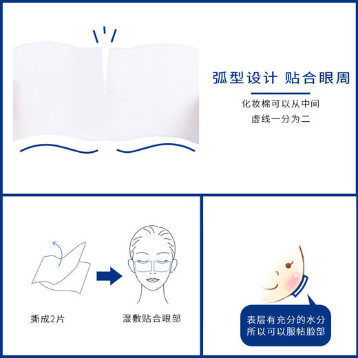 日本尤妮佳Unicharm 1/2省水湿敷/1/3极细纤维/丝滑型 卸妆化妆棉 商品图2