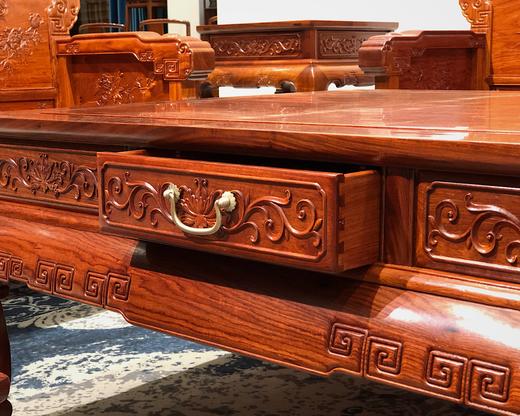 红桥红  家具严选  缅甸花梨（大果紫檀）  【直背 凤凰牡丹弧腿沙发 223八件套】 商品图7