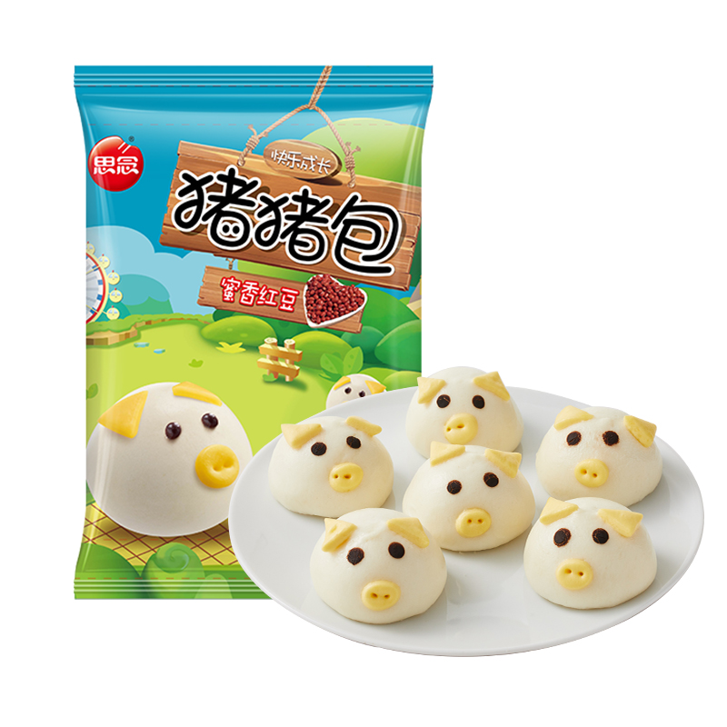 思念 儿童卡通包蜜香红豆猪猪包300g 10只