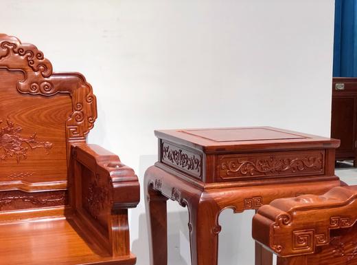 红桥红  家具严选  缅甸花梨（大果紫檀）  【直背 凤凰牡丹弧腿沙发 223八件套】 商品图5