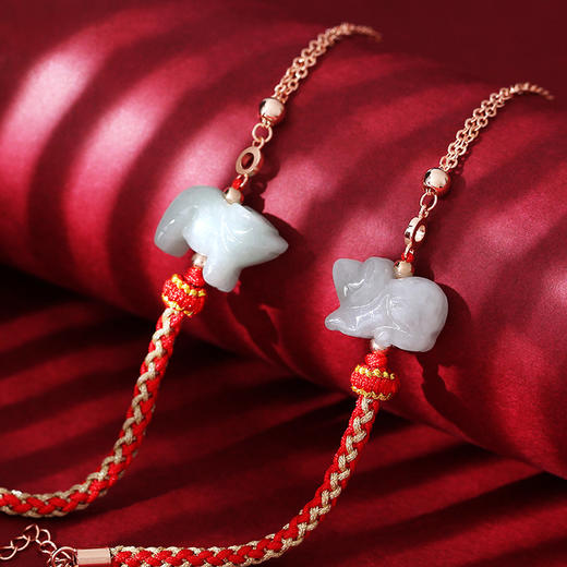 十二生肖翡翠玉红绳手链01龙结编织红绳手链