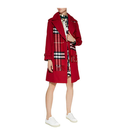 BURBERRY 博柏利 女装 女士风衣 印花衬里 轻薄嘎巴甸Trench风衣 红色 8002939 A1374 商品图2