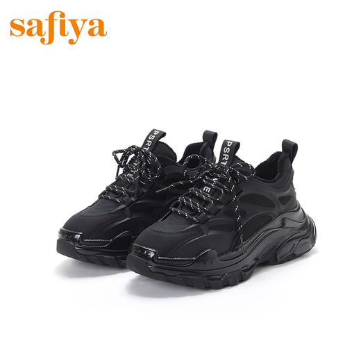Safiya索菲娅纯黑简约系带老爹鞋绒里女鞋潮SF04112103 商品图1