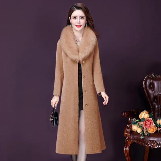 YMR-8380新款时尚优雅气质大毛领中长款羊剪绒皮毛一体大衣外套 商品图3