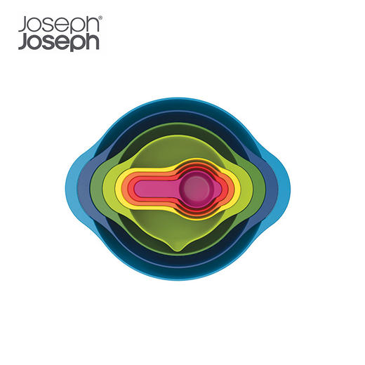 英国Joseph Joseph 多功能彩虹碗量勺烘焙碗盆沥水篮多用洗菜盆 8件食材处理套装-多色 商品图0