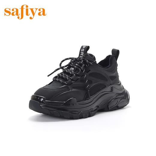 Safiya索菲娅纯黑简约系带老爹鞋绒里女鞋潮SF04112103 商品图0