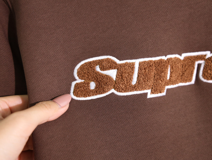 supeme新款加厚加绒版本情侣款胸口植绒logo字母帽衫卫衣wy322