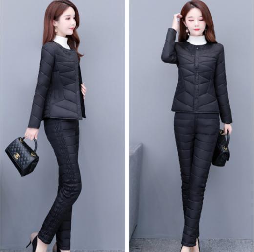 W-452秋冬新品时尚轻薄保暖羽绒上衣裤两件套 商品图2