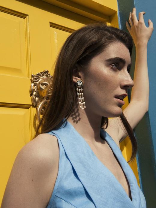 订购6周到｜Vintouch-Butterfly Cameo-黑瓷蝴蝶 珍珠流苏 耳环［意大利设计师］ 商品图0