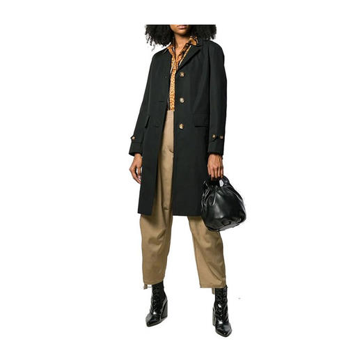 BURBERRY 巴宝莉 女士按扣细节棉质华达呢实验大衣 黑色 8015484 A1189 商品图2