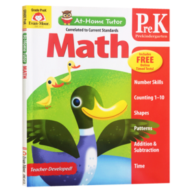 家中导师系列数学练习册 幼儿园小中班 英文原版 At Home Tutor Math Grade PreK 美国加州教辅 英文版进口原版英语书籍