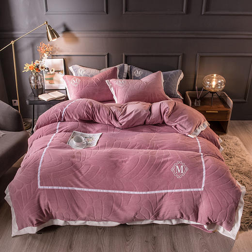 LY-秋冬加厚宽边牛奶绒四件套冬季保暖双面珊瑚绒加绒床单被套 商品图2