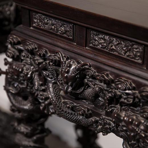二十世纪 紫檀满雕云龙纹香几（成对） 商品图3