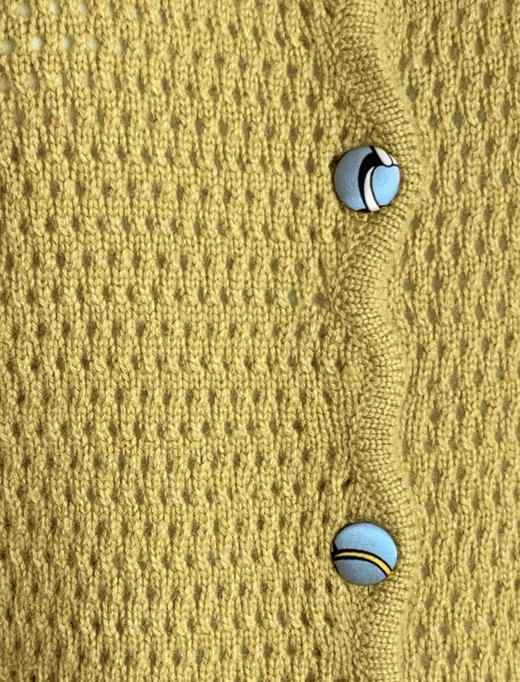 TYNVIE 袖口排花边羊绒混纺开衫 - 芥末黄 商品图5