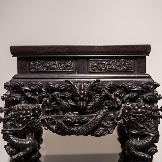 二十世纪 紫檀满雕云龙纹香几（成对） 商品图2