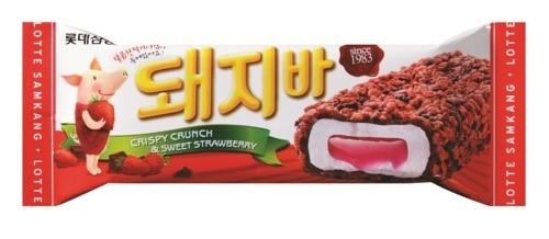 乐天猪猪草莓夹心脆皮70ml롯데삼강돼지바70ml 商品图0