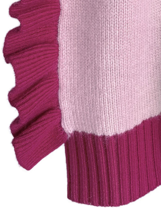 TYNVIE 袖口排花边羊绒混纺开衫 - 粉色 商品图4