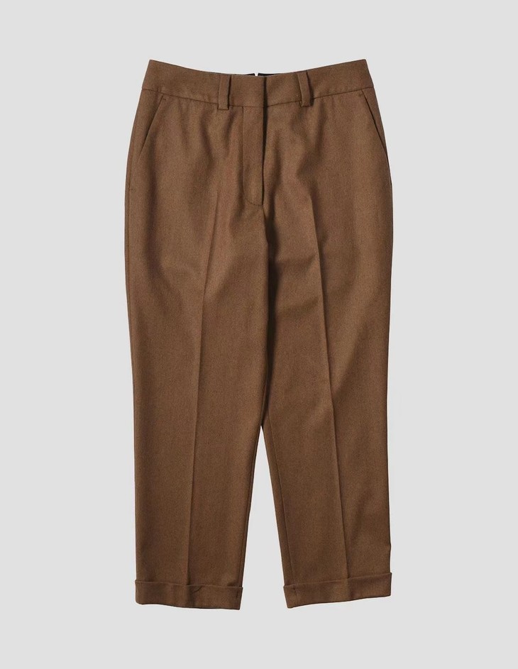 margarethowell驼棕色法兰绒锥形裤