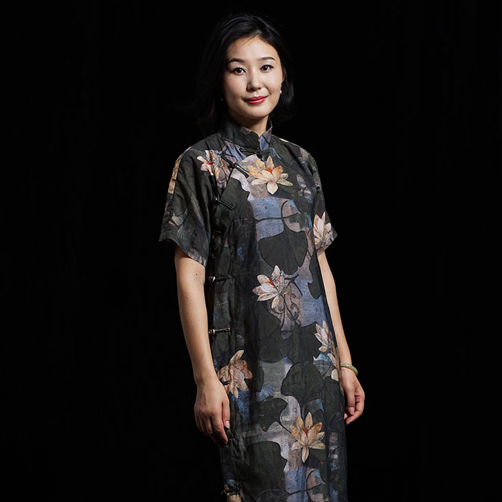 漫物记旗袍春夏季 短袖长款 文艺复古日常无省旗袍雪纺