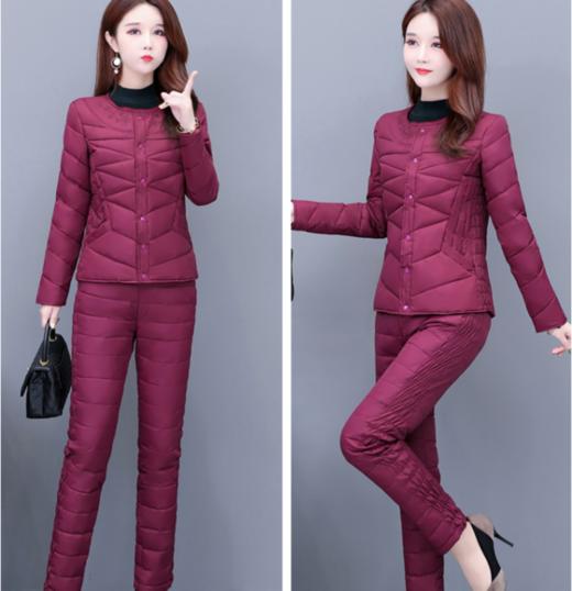 W-452秋冬新品时尚轻薄保暖羽绒上衣裤两件套 商品图1