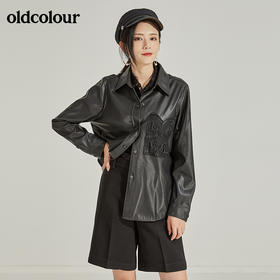 oldcolourPU皮长袖衬衫女L41013144