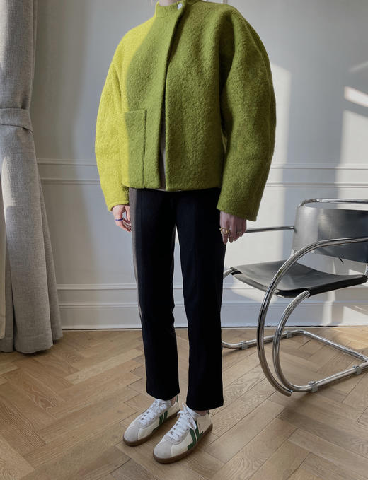 HIDEMI廓形一粒扣圈圈羊毛短款大衣/外套 商品图11