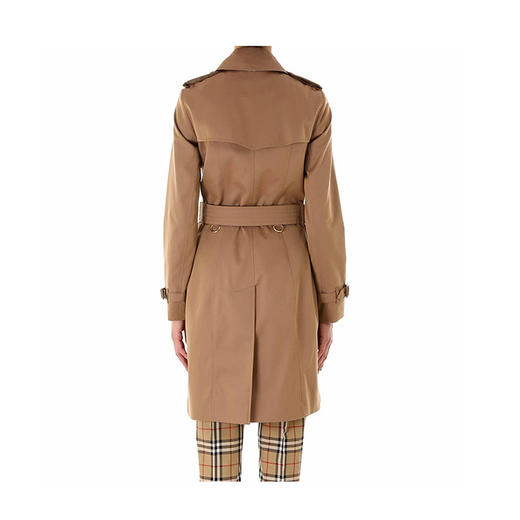 BURBERRY 巴宝莉 女士棉质华达呢中长款束腰风衣 棕色 8017480 A7213 商品图1