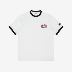 韩国F家斐乐韩国花卉纺织品制成圆形宽松短袖S2RSC2T02X_OWHJPY带授权招加盟代理