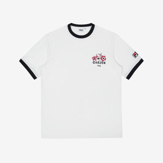 韩国F家斐乐韩国花卉纺织品制成圆形宽松短袖S2RSC2T02X_OWHJPY带授权招加盟代理 商品图0