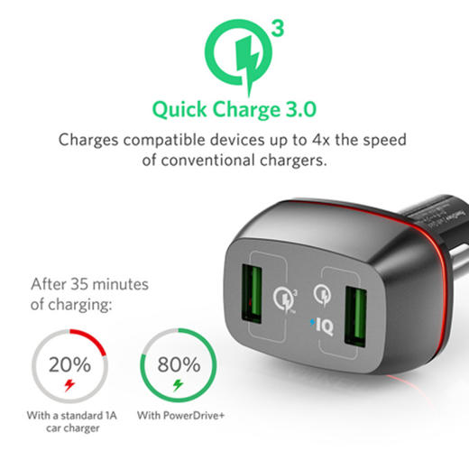 ANKER POWERDRIVE+2 CAR CHARGER QUICK CHARGE 车载充电器JPY带授权招加盟代理 商品图1