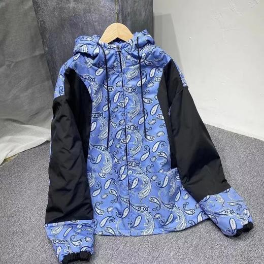 d111340秋冬新品时尚百搭男女同款背面腰果花棉服外套